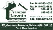 CONSTRUCTION FRANÇOIS LAVOIE INC